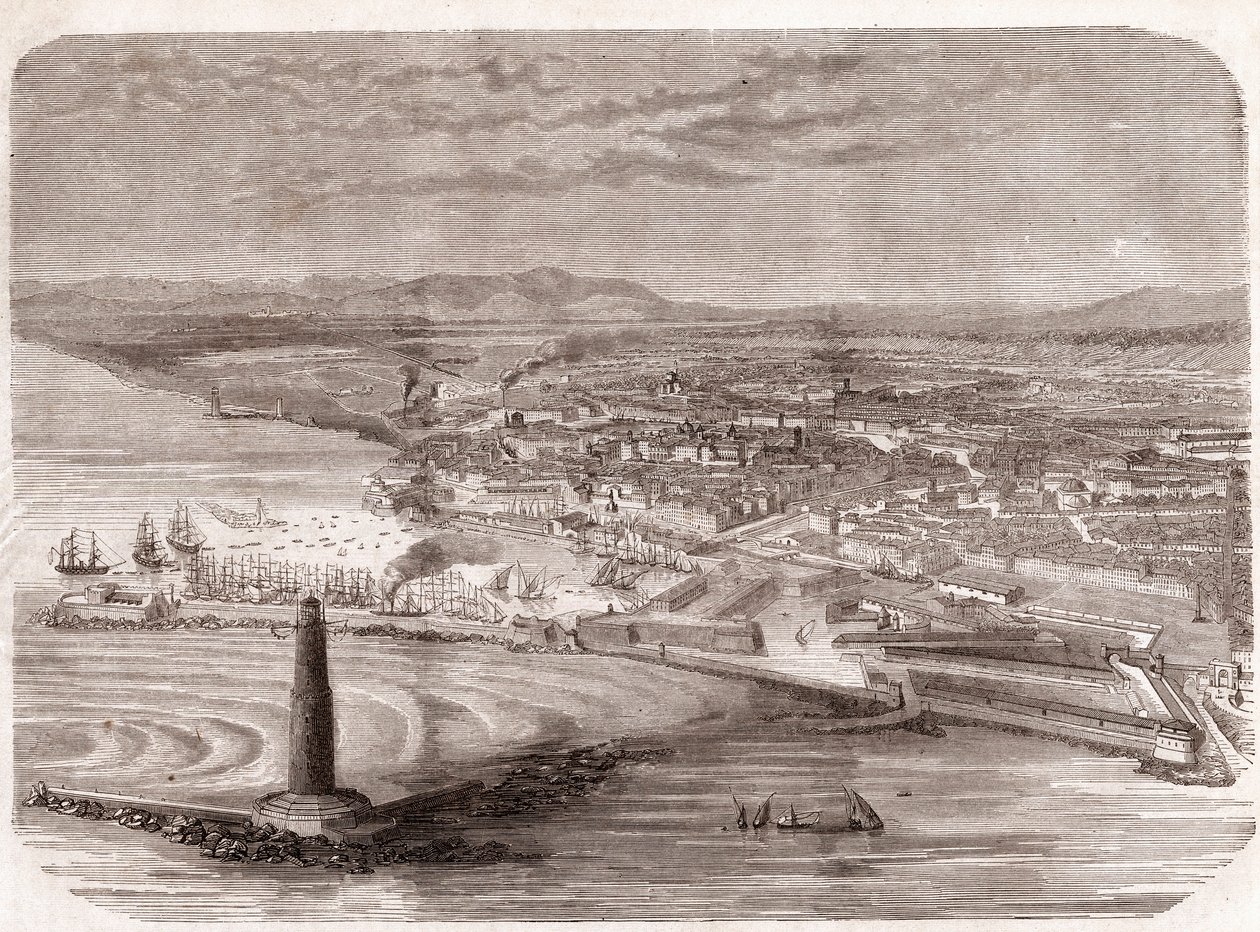Vista de Livorno (Livorno - Toscana) - grabado de 1860 de Unknown artist