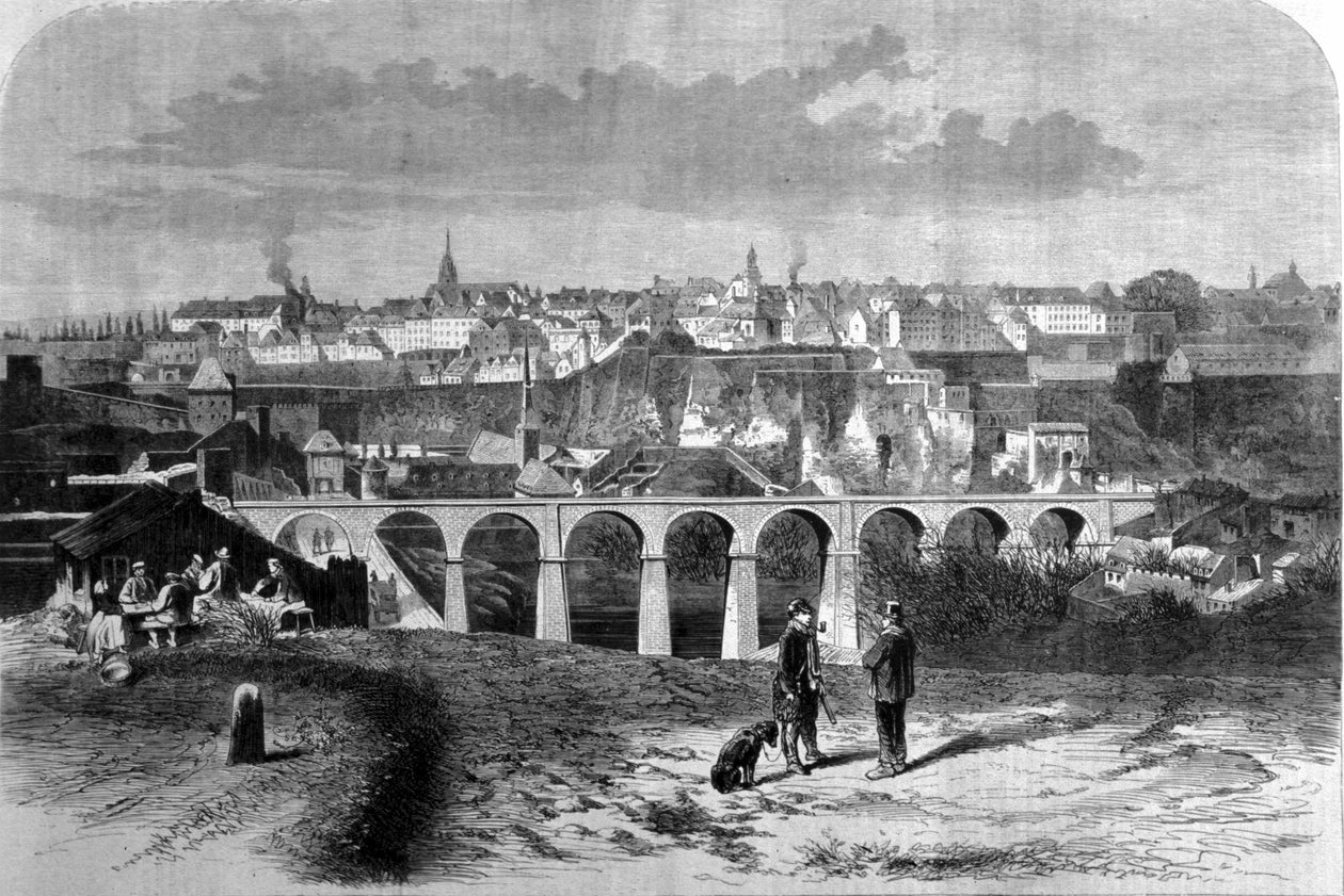 Vista de la ciudad de Luxemburgo. Grabado del siglo XIX de Unknown artist