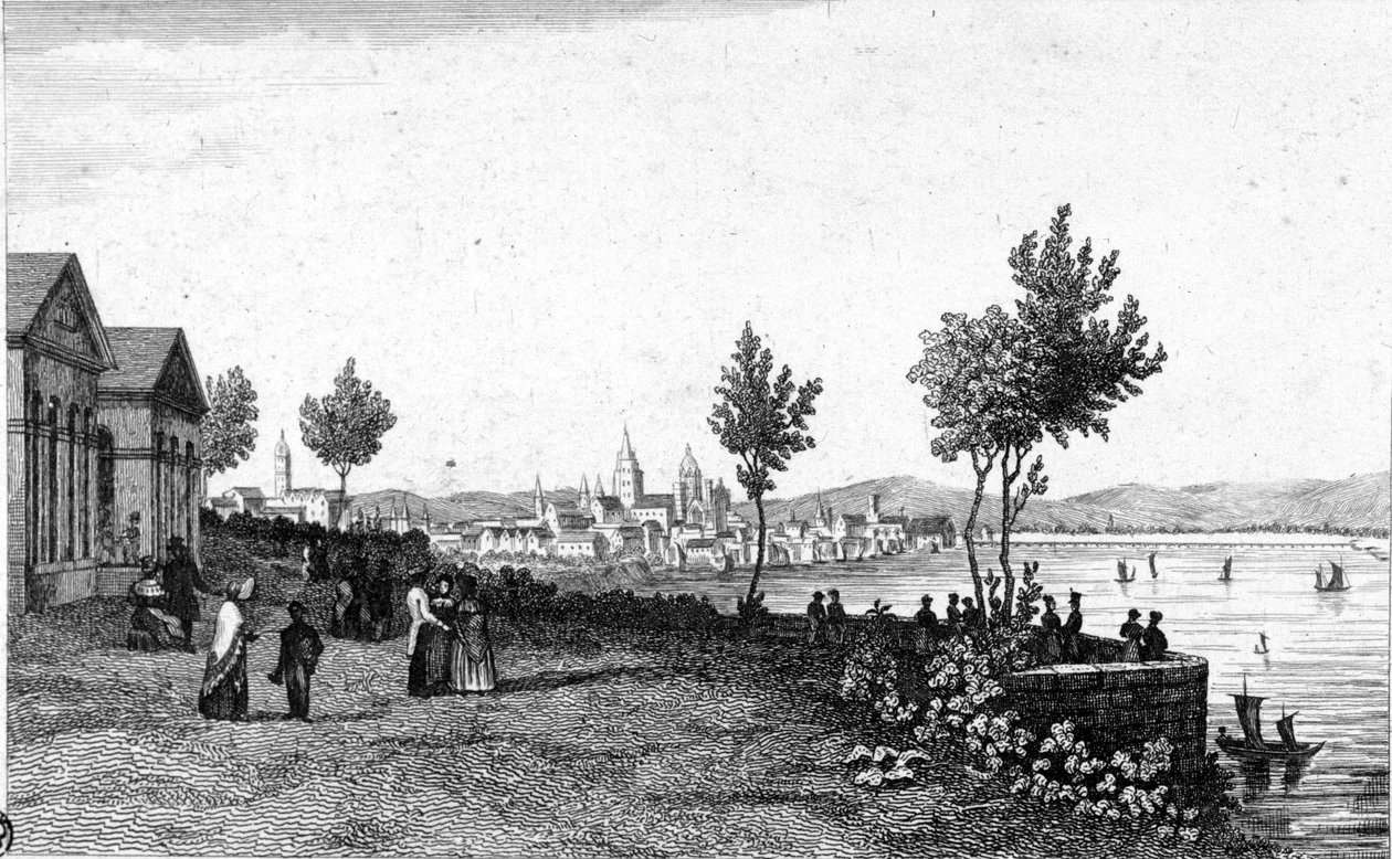 Vista de Maguncia en Alemania y el Rin alrededor de 1830 de Unknown artist