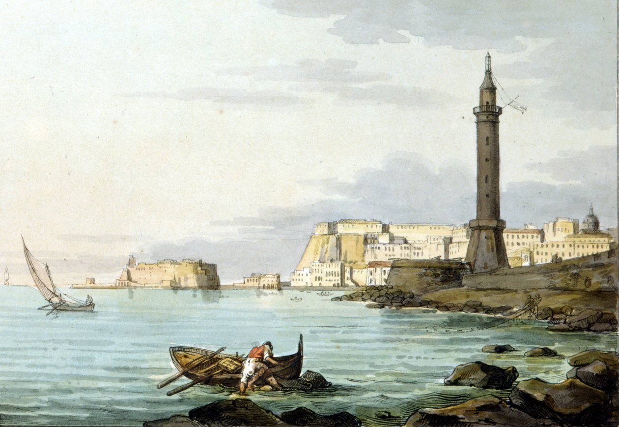 Vista de Nápoles desde el puerto. A la izquierda se encuentra el Castel dell