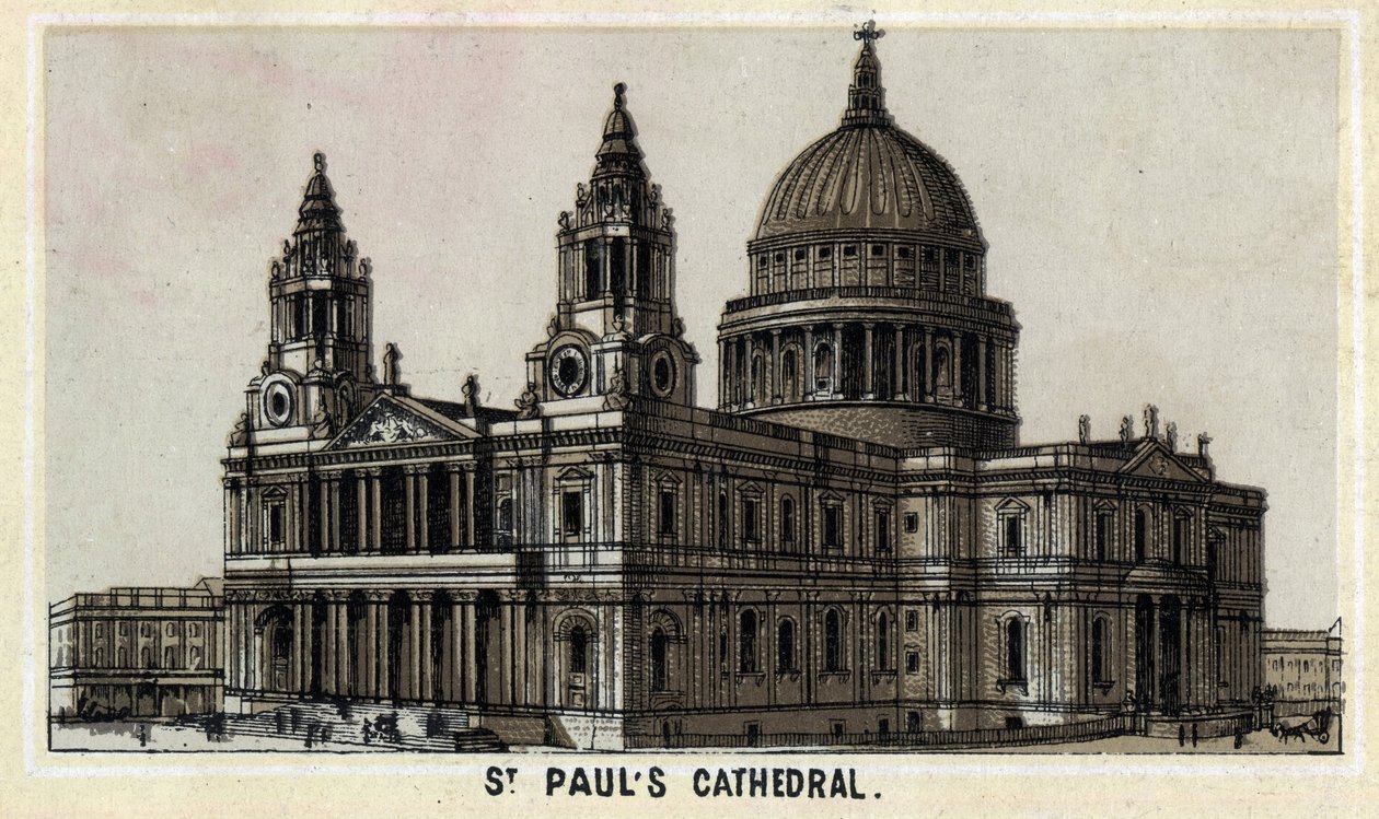 Vista de la Catedral de San Pablo en Londres, Inglaterra. de Unknown artist
