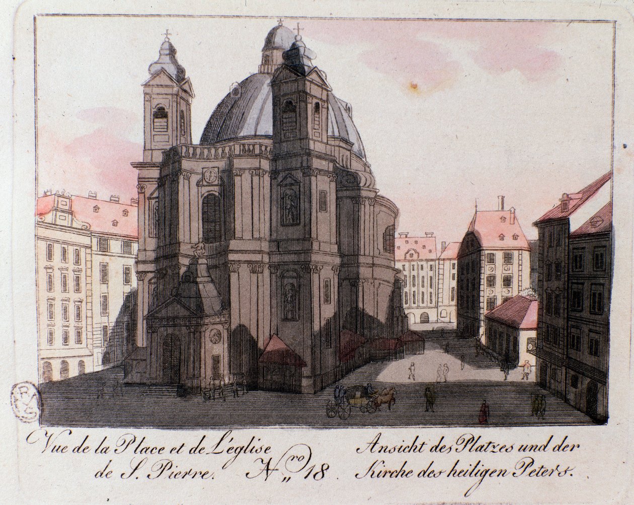 Vista de la Plaza de la Iglesia de San Pedro en Viena, Austria de Unknown artist