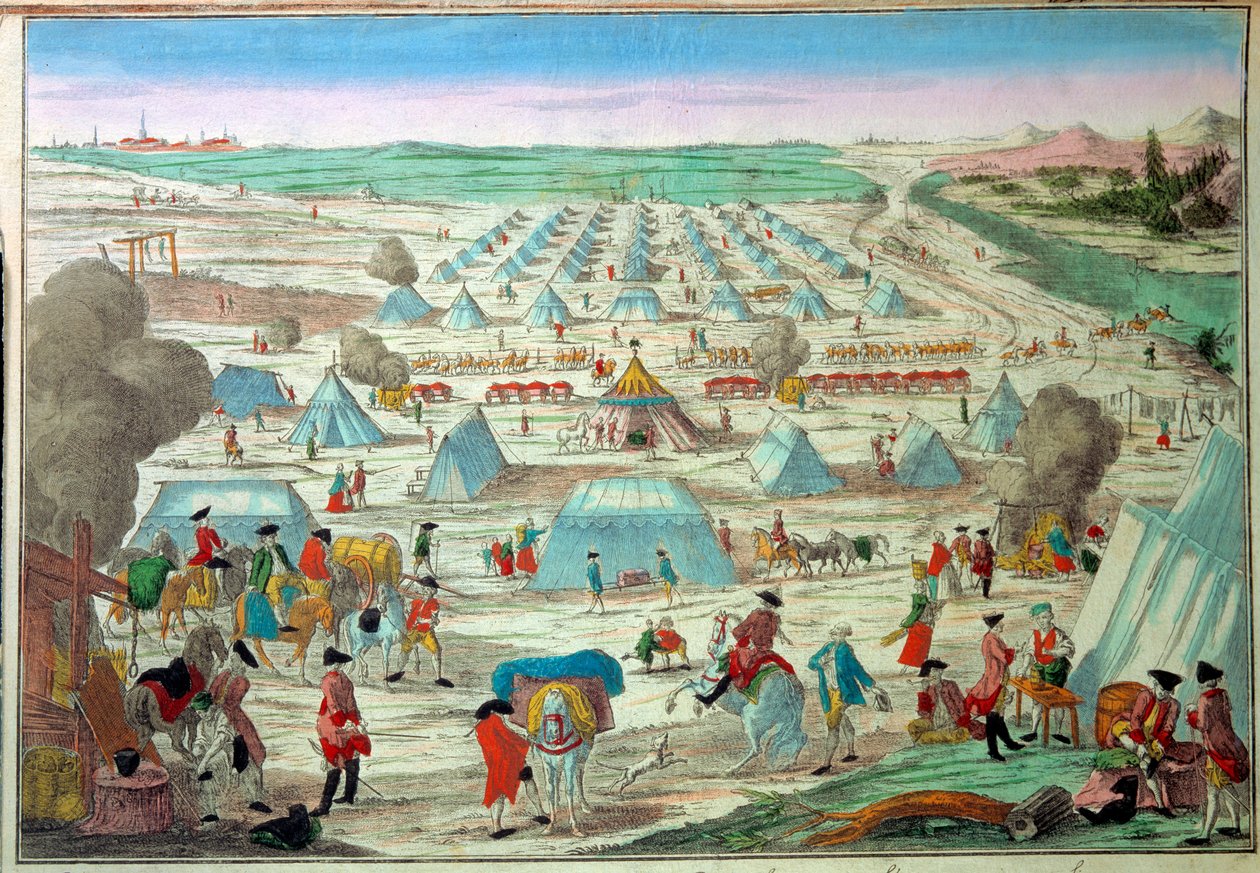 Vista de un campamento militar en Prusia de Unknown artist