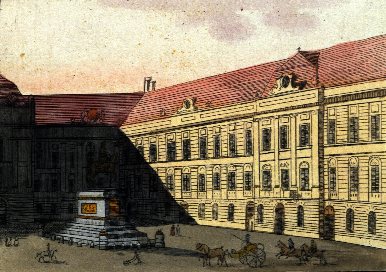 Vista de Josephplatz en Viena, Austria. Grabado de 1820. de Unknown artist