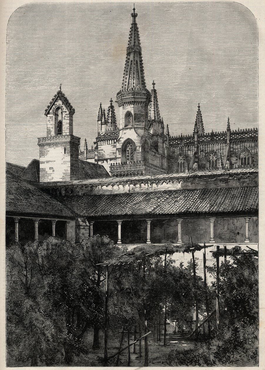Vista del Monasterio de Bathala en Portugal. Grabado en “The Illustrous Universe”. de Unknown artist