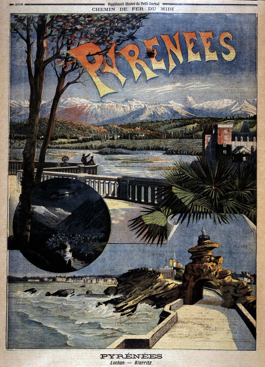 Vista de los Pirineos: Luchon y Biarritz, “Le Petite journal”, finales del siglo XIX de Unknown artist