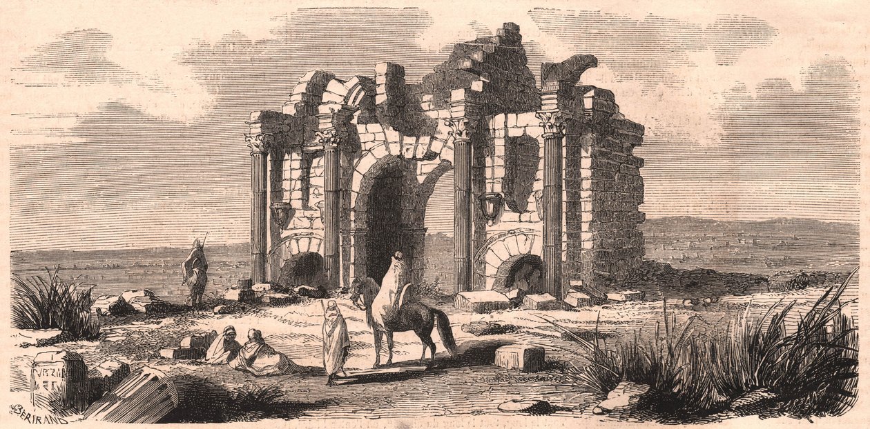 Vista del arco triunfal romano llamado Trajano en Argelia de Unknown