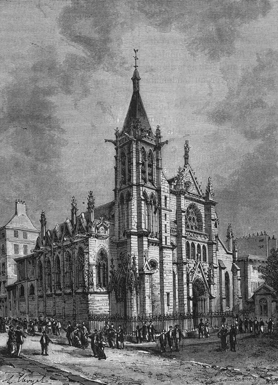 Vista de la iglesia de Saint Séverin en París a finales del siglo XVIII. Grabado de 