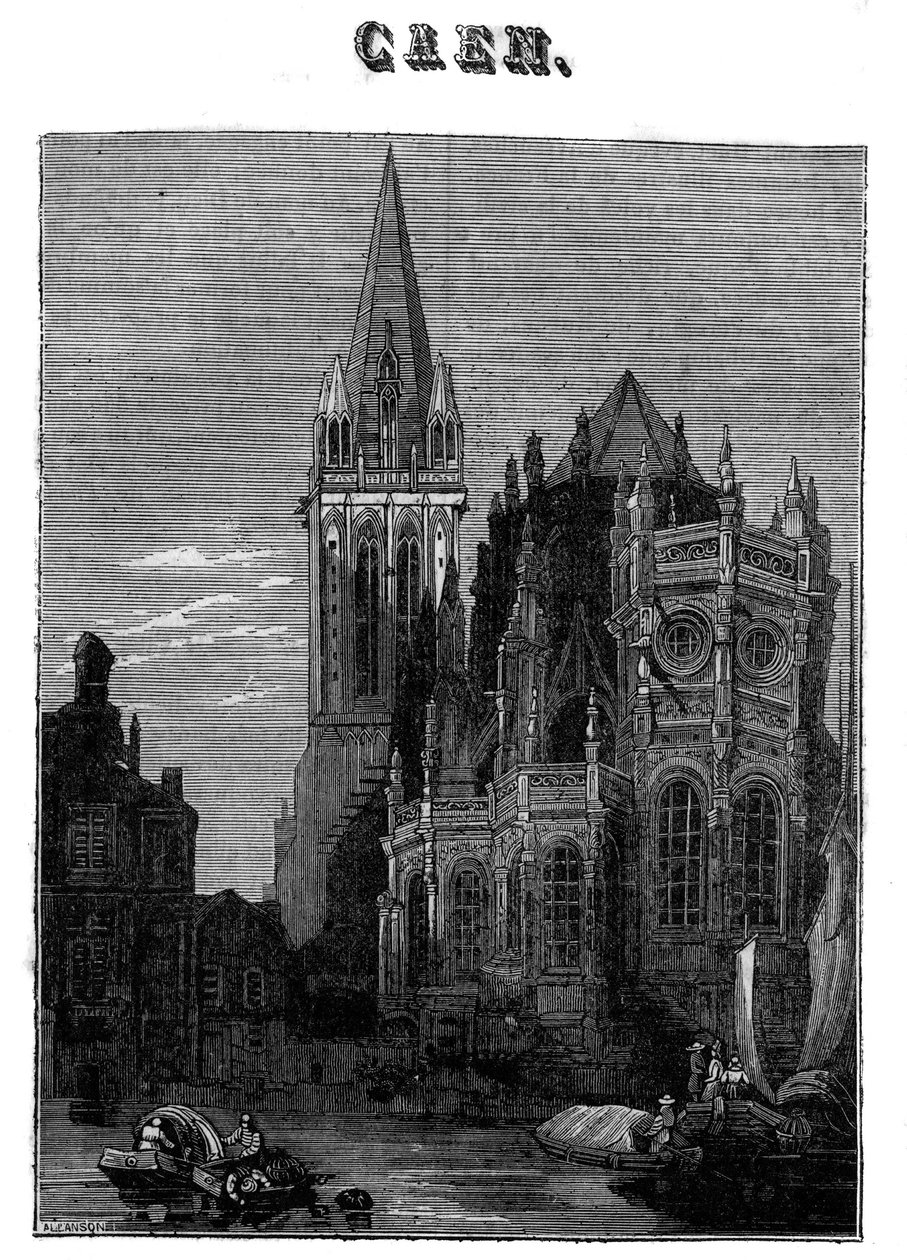 Vista de la ciudad de Caen en Normandía en el siglo XIX de Unknown artist