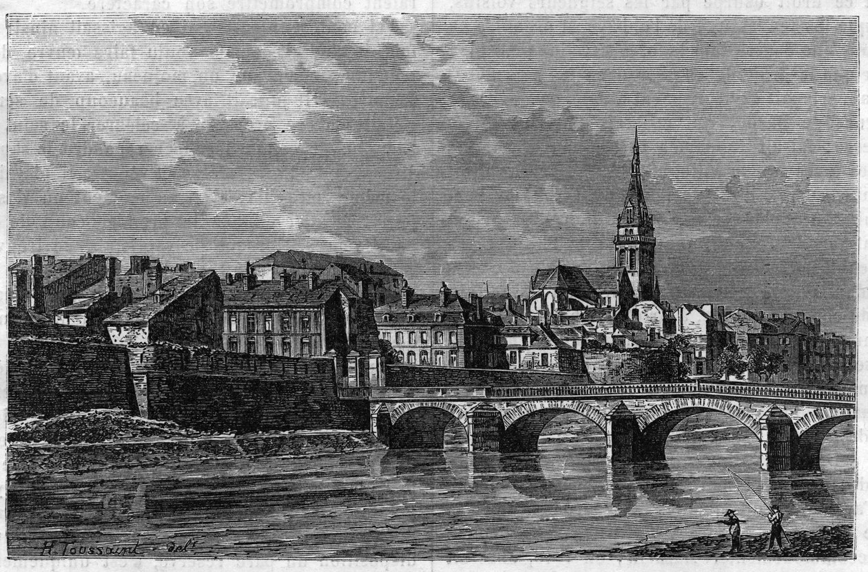 Vista de la ciudad de Mezieres a finales del siglo XIX. Grabado en "El diario de la juventud" de 1888. de Unknown artist