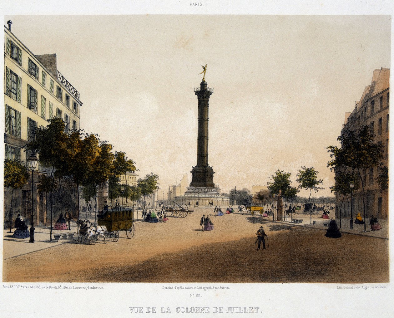 Vista de la columna de Julio (Place de la Bastille) desde el Boulevard Beaumarchais de Unknown artist