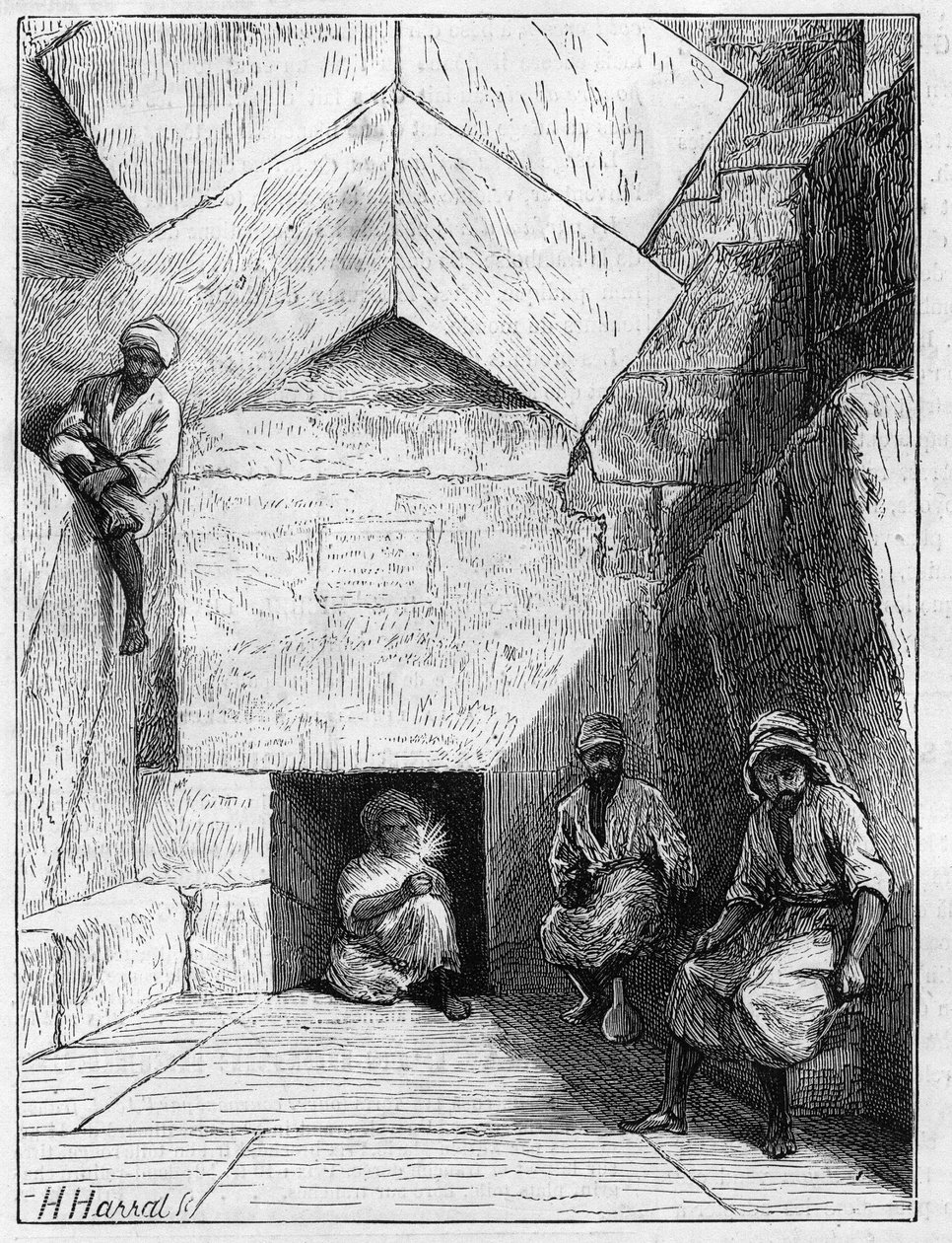Vista de la entrada a la pirámide de Keops en Guiza, Egipto de Unknown artist