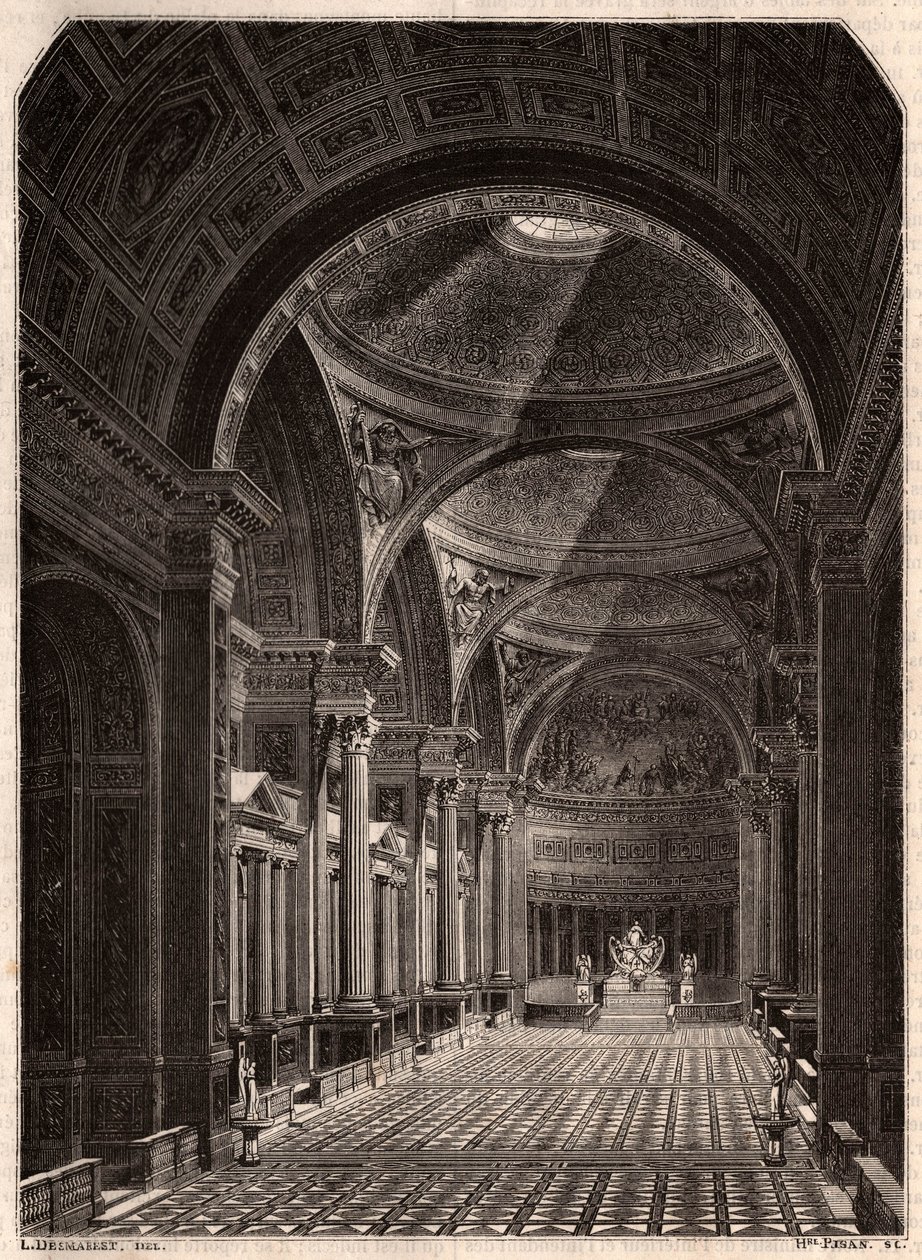 Vista del interior de la Iglesia de la Madeleine en París en 1843, poco después de su apertura para el culto de Unknown