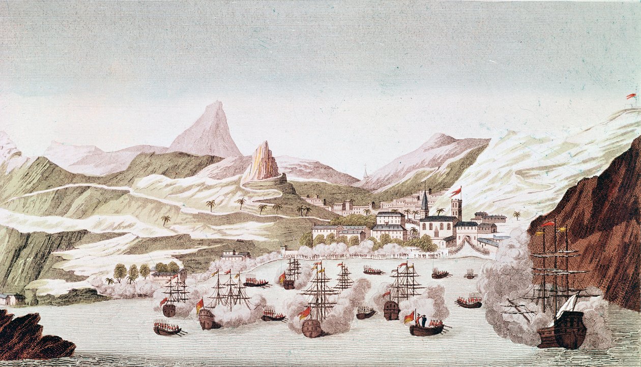 Vista de la isla Santa Elena (grabado) de Unknown artist