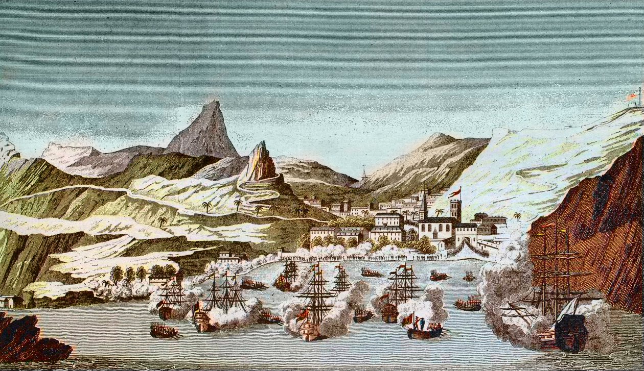 Vista de la isla Santa Helena - Grabado del siglo XIX de Unknown artist