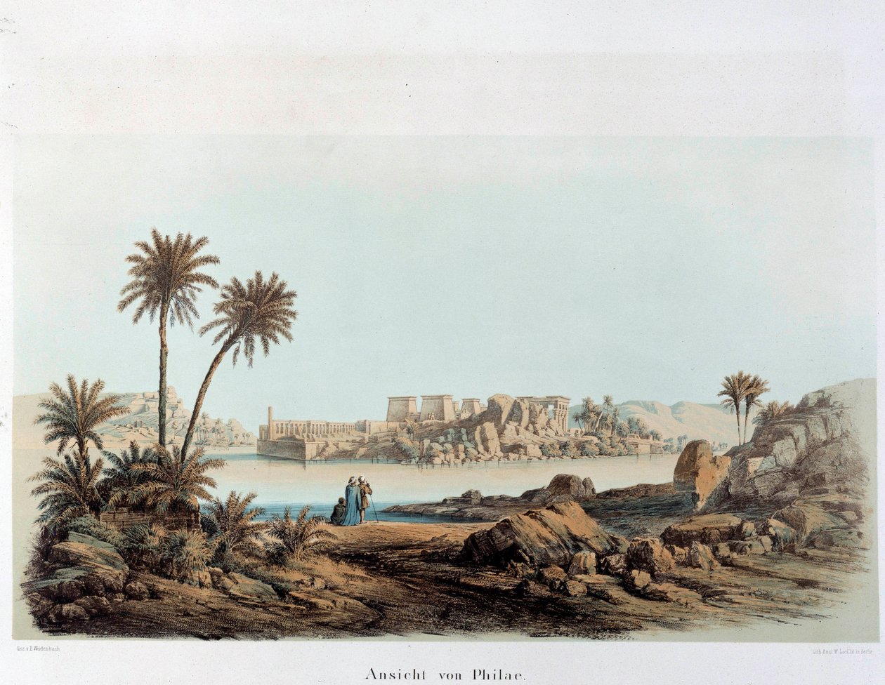 Vista de la isla de Filae en Egipto. Siglo XIX París, Colegio de Francia de Unknown artist