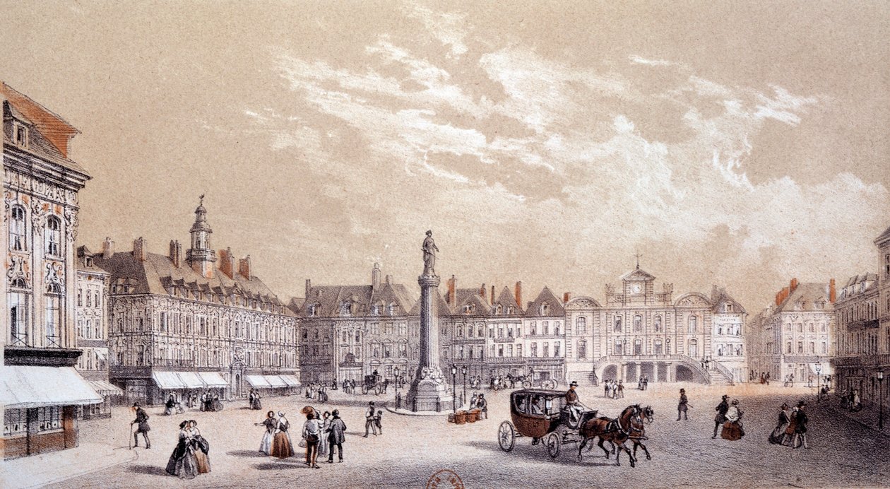 Vista de la gran plaza de la ciudad de Lille de Unknown artist