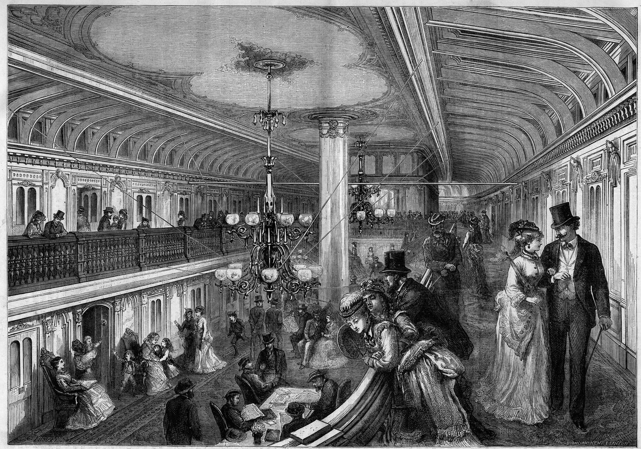 Vista del salón de un vapor americano de Unknown artist