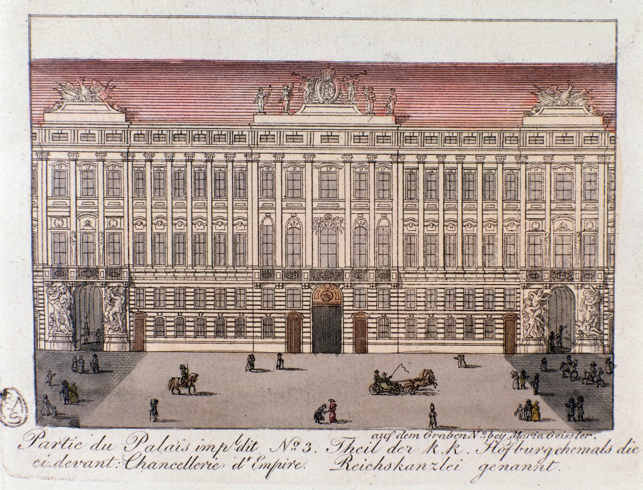 Vista de la parte del Palacio Imperial llamada la Cancillería del Imperio en Viena de Unknown artist
