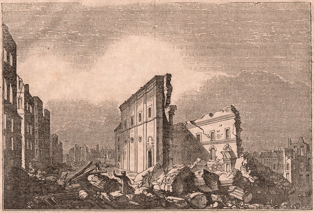 Vista de las ruinas de San Pablo, después del terremoto de 1755, Lisboa, Portugal de Unknown