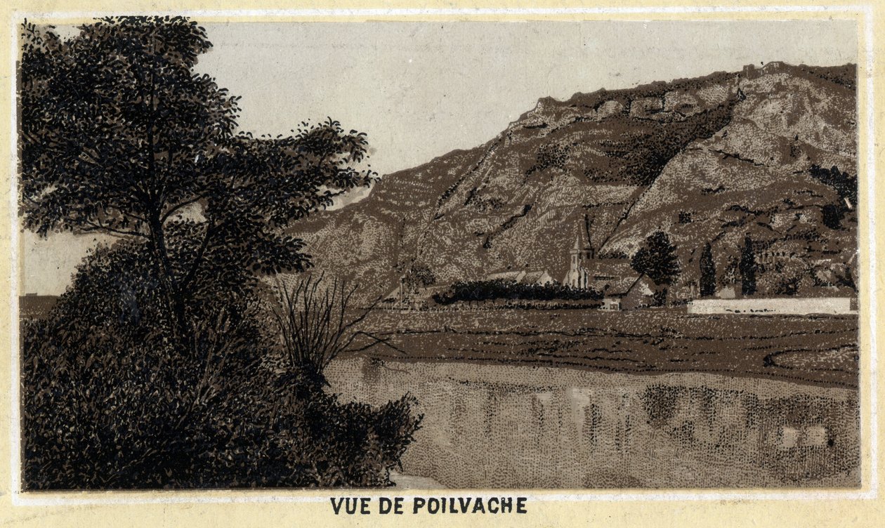 Vista del pueblo de Poilvache, Valle de la Mosa, Bélgica. Cromolitografía de finales del siglo XIX. de Unknown artist