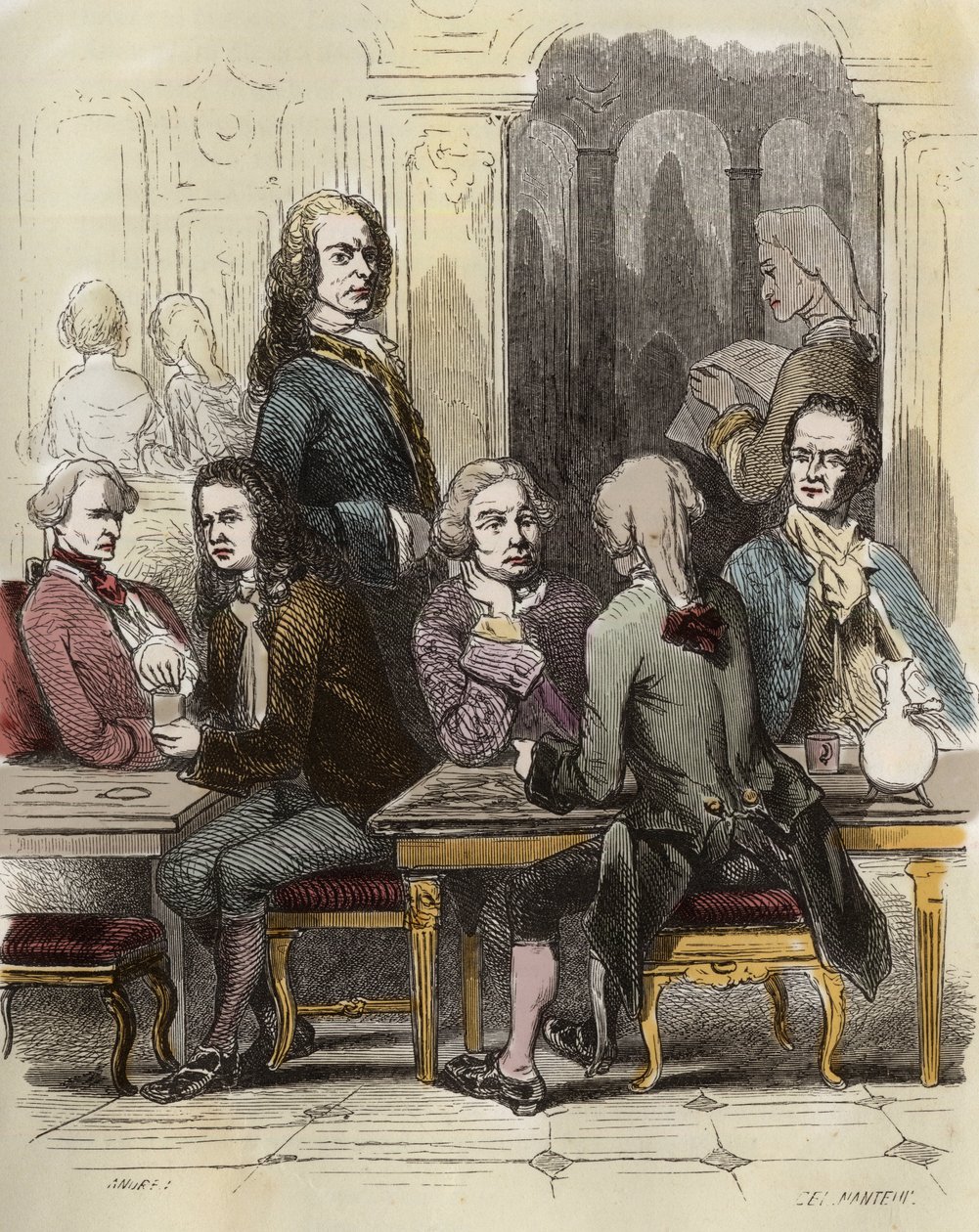 Voltaire en el café Procope en París de Unknown artist