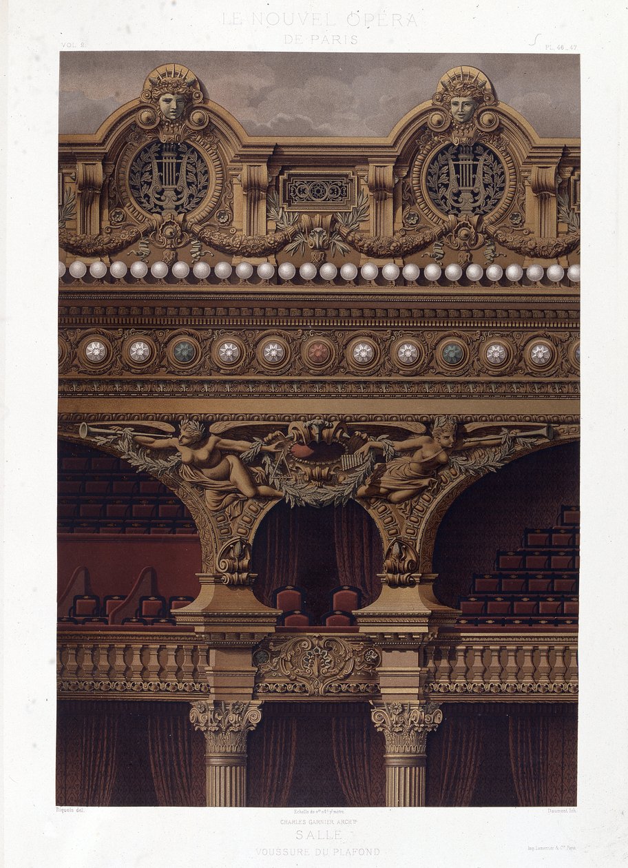Voussure del techo de la Ópera Garnier - cromolitografía, finales del siglo XIX de Unknown artist