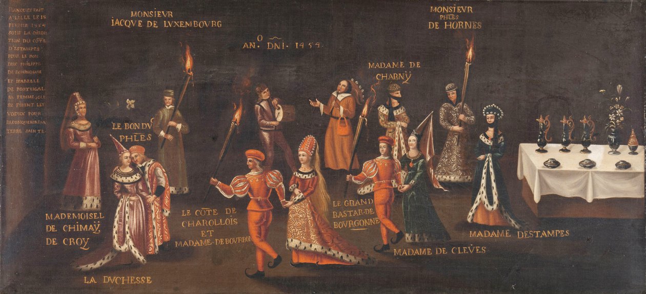 Voto del Faisán (Felipe el Bueno e Isabel en la Fiesta del Faisán en Lille en 1454), c. 1500- c.1599 de Unknown artist