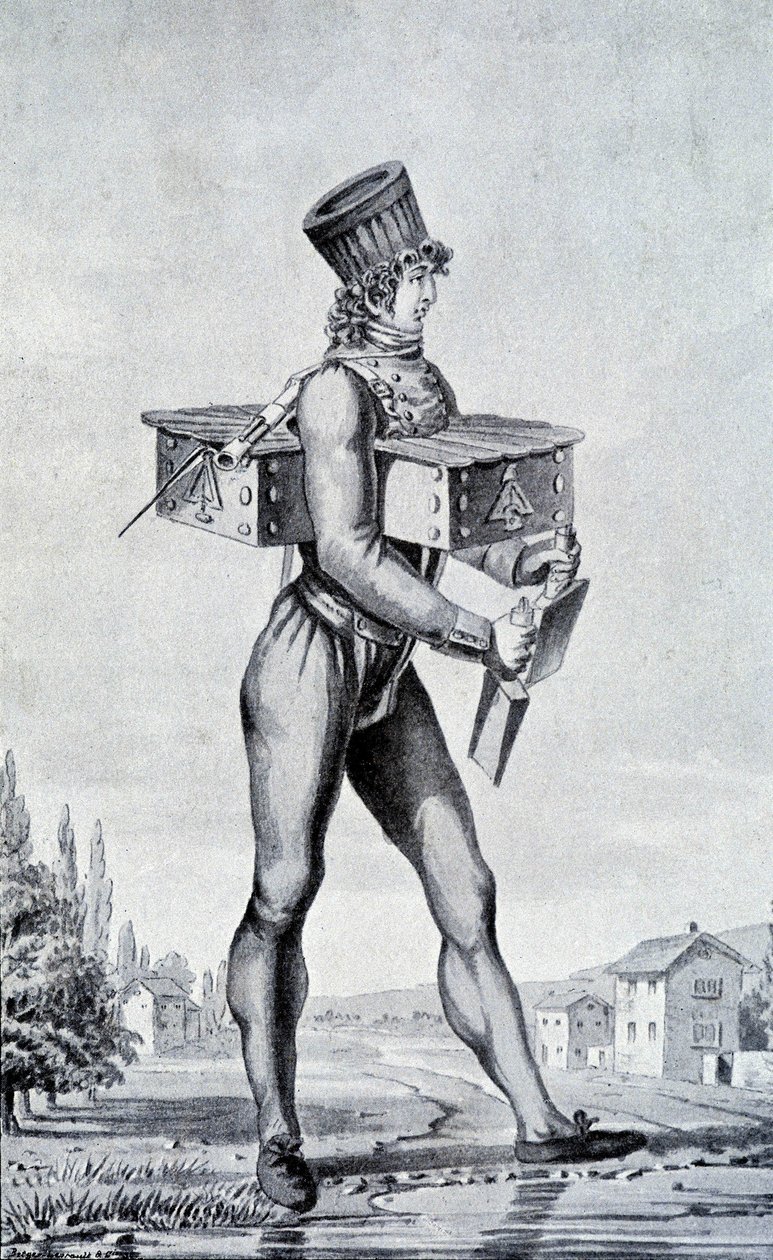Traje de guerra del siglo XIX. Grabado del siglo XIX. de Unknown artist