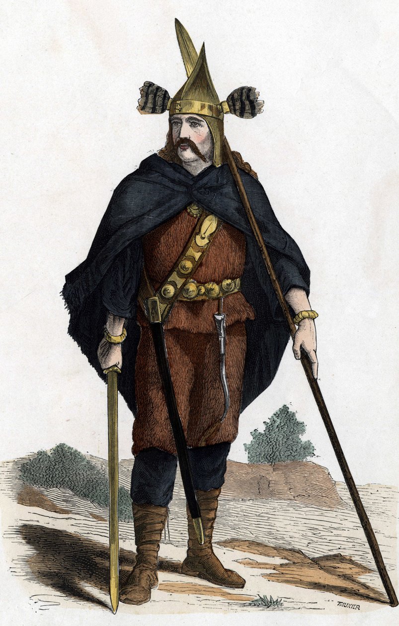 Guerrero, período de armas de bronce - en “Les Costumes civil et militaires des Français dans travers les siècles Paris F. Roy 1882”. de Unknown artist