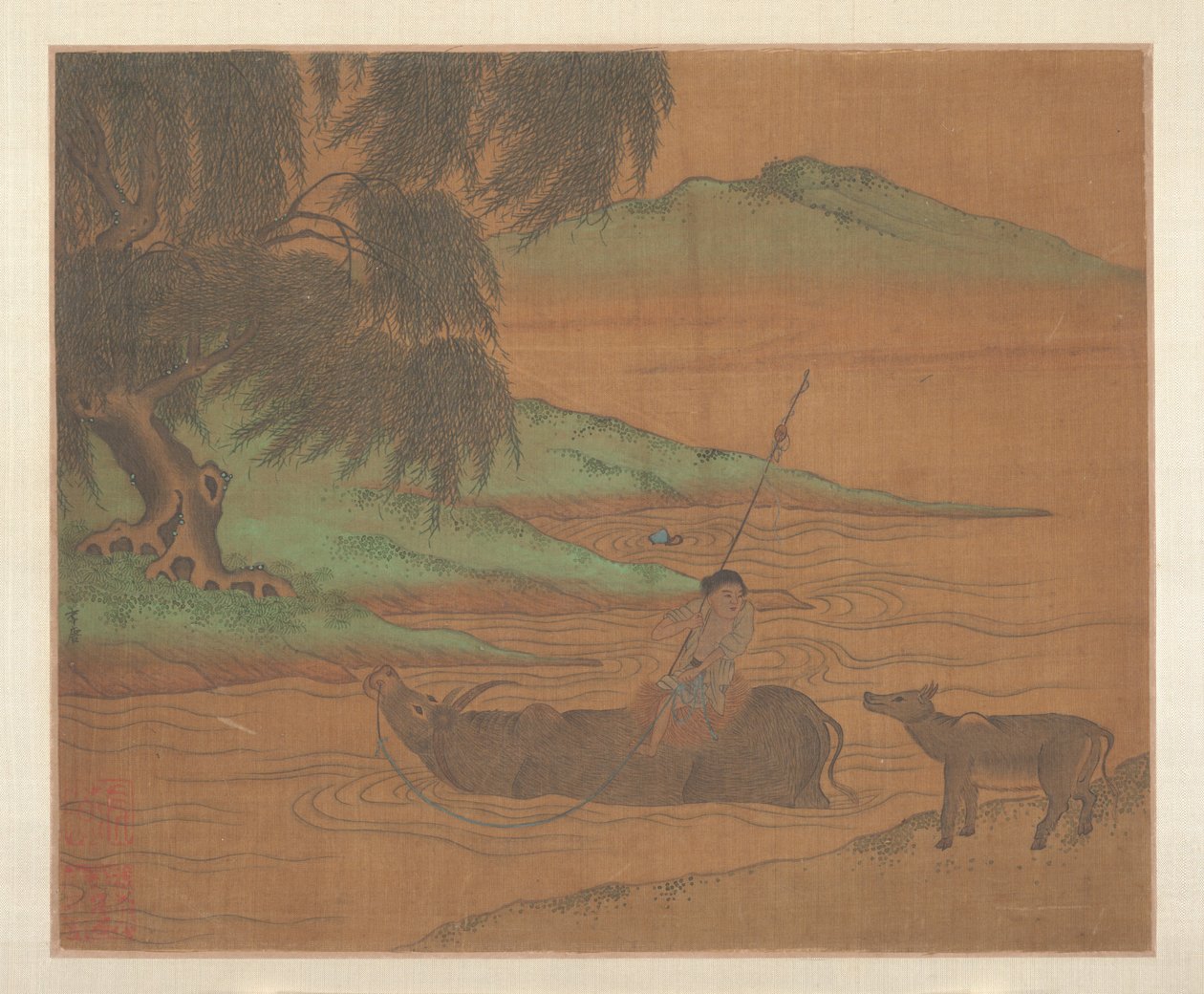 Búfalo de agua (hoja de álbum; tinta y color sobre seda) de Unknown Artist