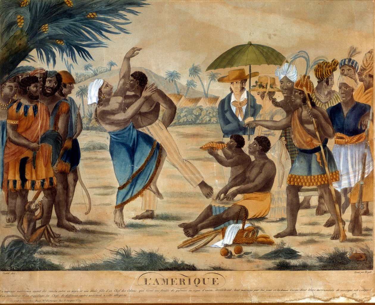 Boda entre un negro y una criolla. Grabado del siglo XIX. La Rochelle, Museo del Nuevo Mundo de Unknown artist