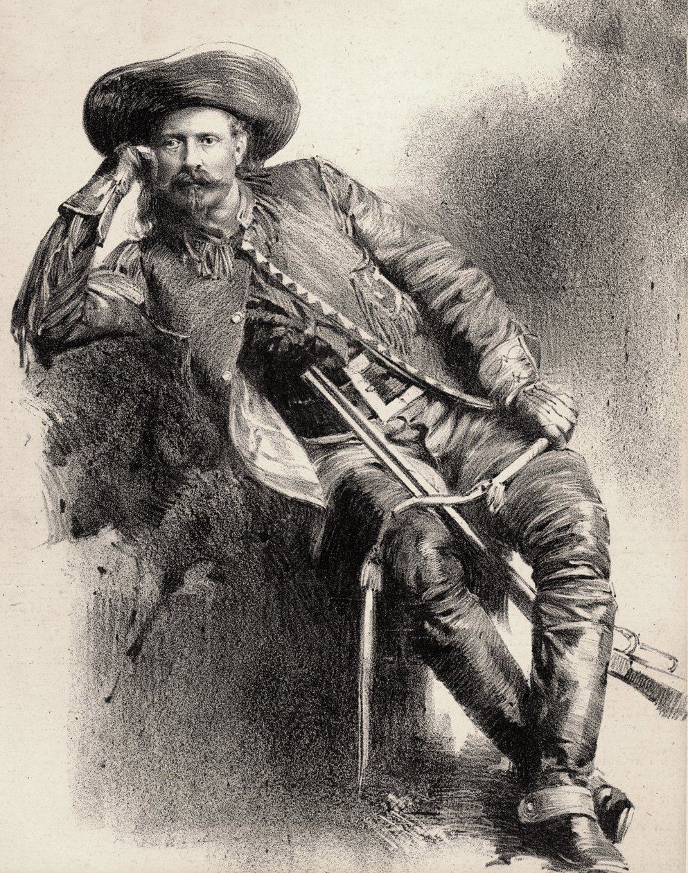 William Frederick Cody - Conocido como Buffalo Bill - Retrato de Buffalo Bill (1846-1917), Coronel William Cody - grabado a partir de un cartel de Unknown artist