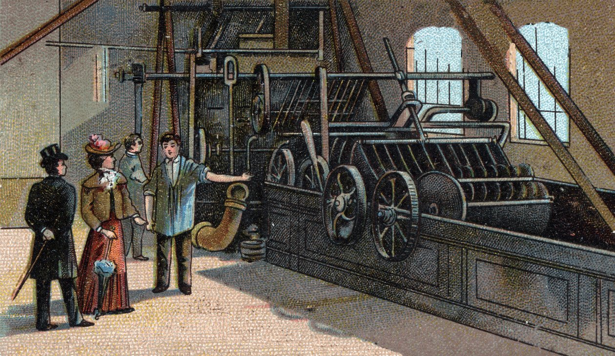 Industria de la lana: lavado. Cromolitografía de finales del siglo XIX de Unknown artist
