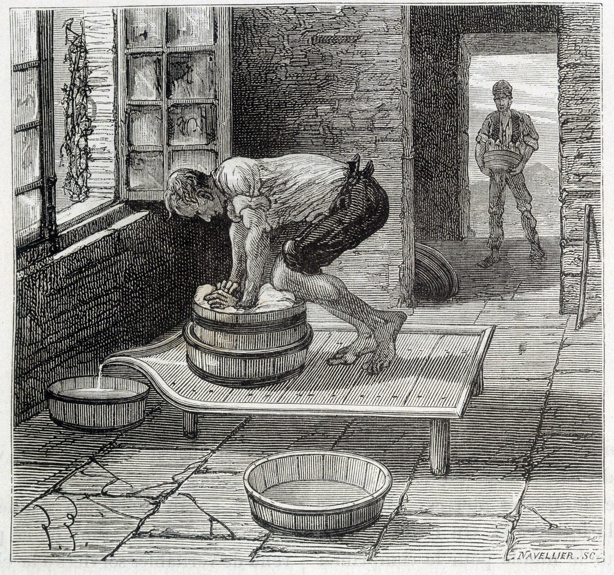 Trabajo del Tomme por un quesero de Auvernia - en "Las maravillas de la industria" por Louis Figuier de Unknown artist