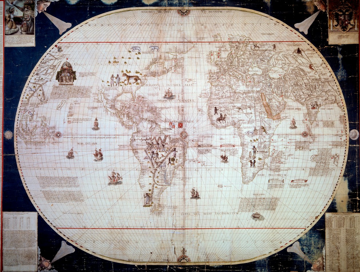 Mapa del mundo del navegante Sebastiano Caboto (Sebastián Cabot) (1476-1557) 1544 de Unknown artist