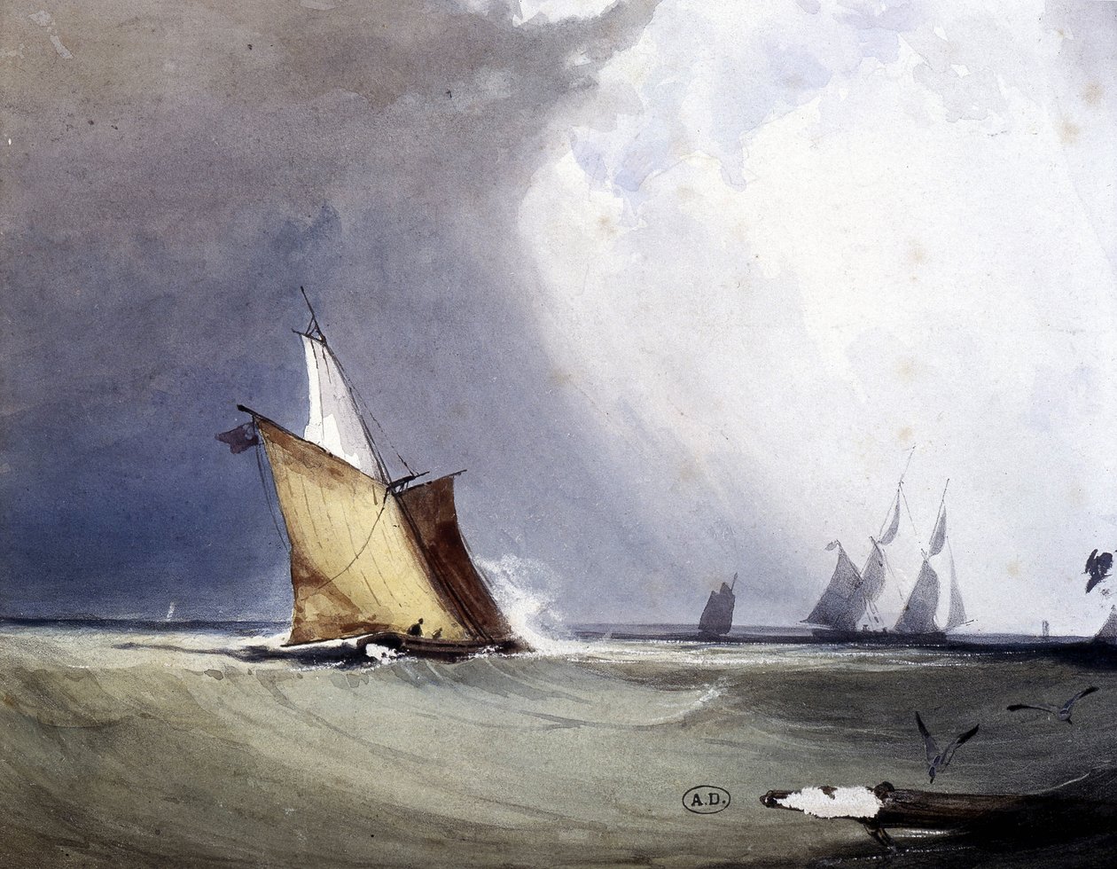 Yates en el mar, finales del siglo XIX de Unknown artist