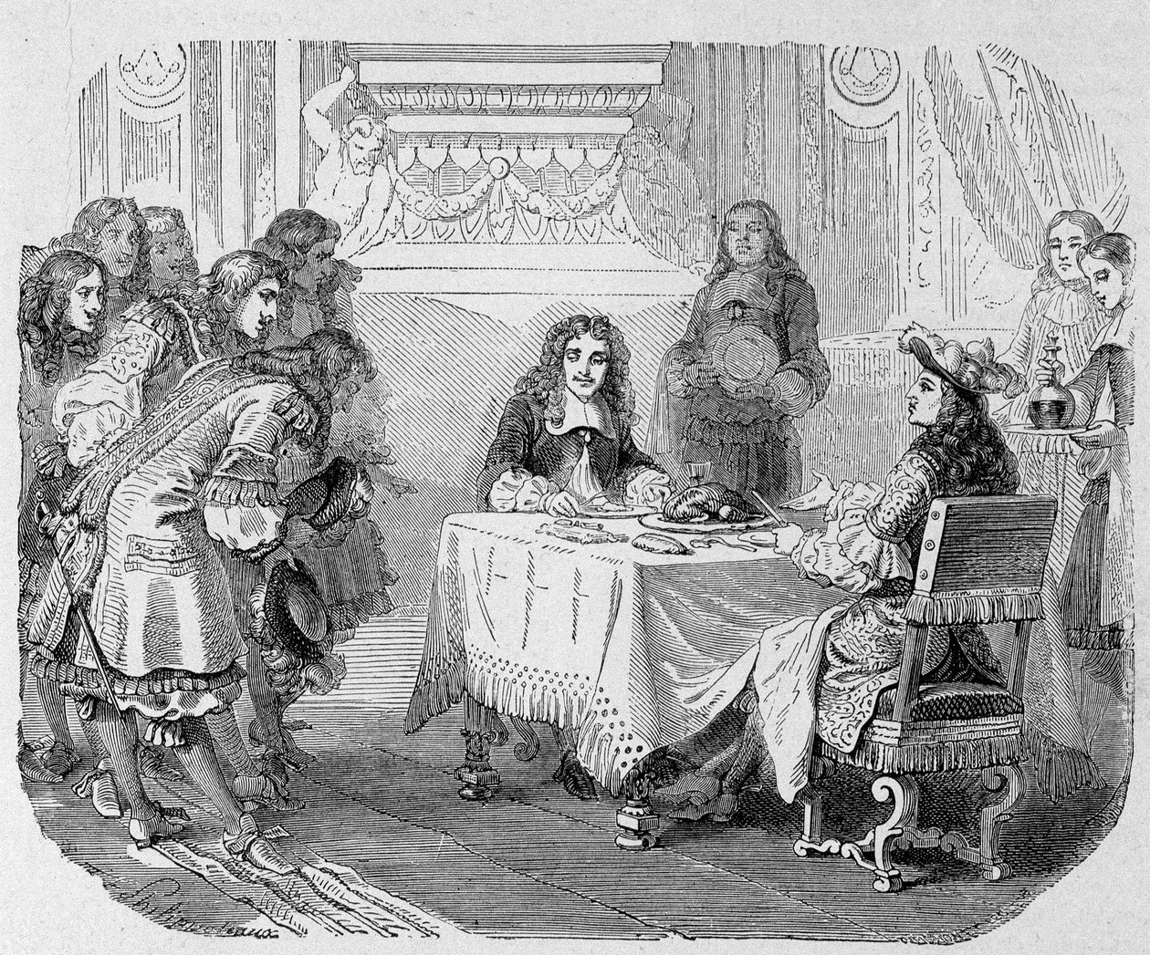 Me ven, señores, dijo el rey, ocupado comiendo Molière: Luis XIV y Molière en la mesa de Unknown artist
