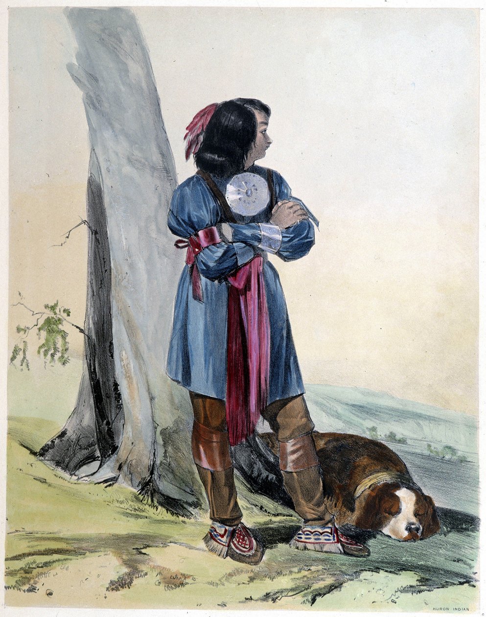 Joven hurón indio y su perro - en “Bocetos de Shyth en las Canadas” de Coke Smyth, Londres de Unknown artist