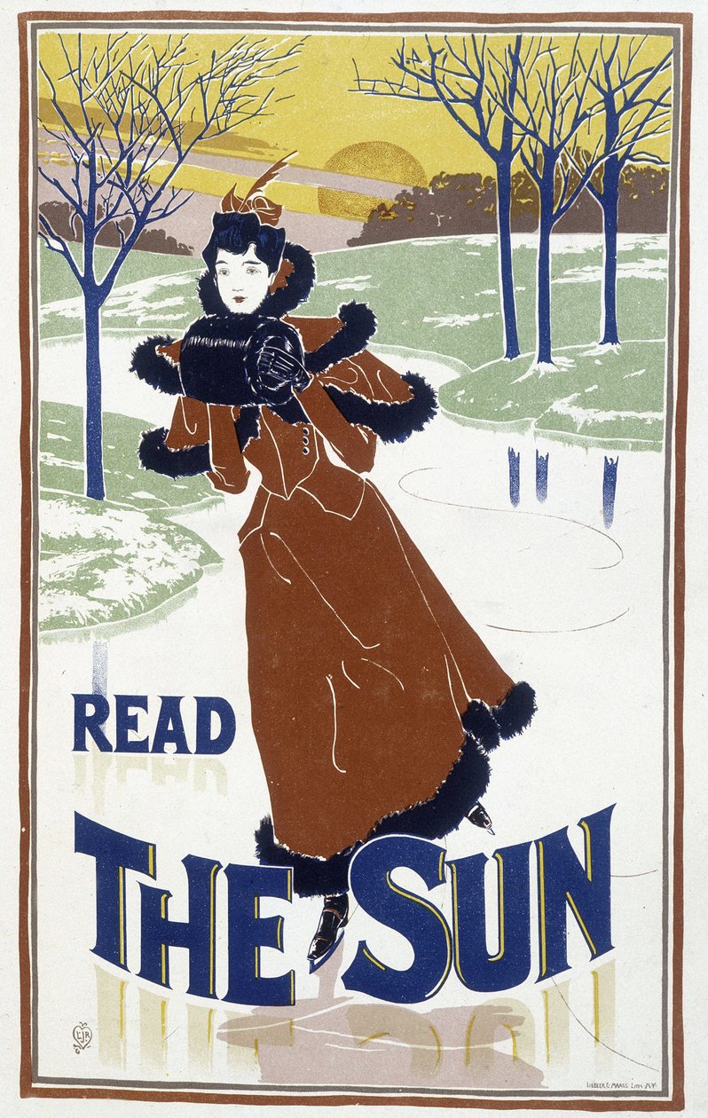 Joven mujer patinando - anuncio para el periódico “The Sun” de Unknown artist