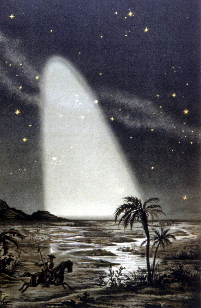 Fenómeno de luz zodiacal en la sabana mexicana. Litografía en color del siglo XIX. de Unknown artist