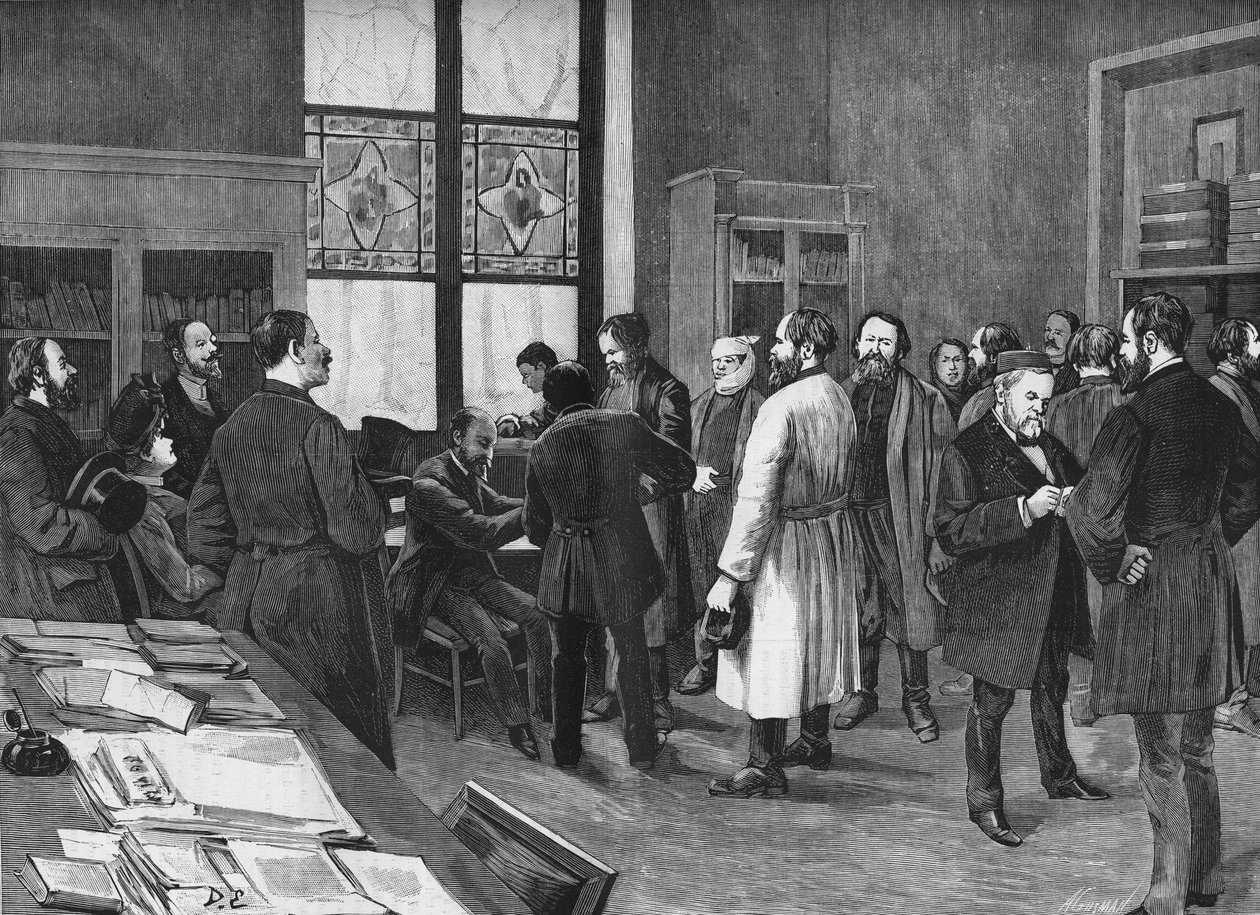 En el gabinete de Louis Pasteur en 1886 de Unknown artist