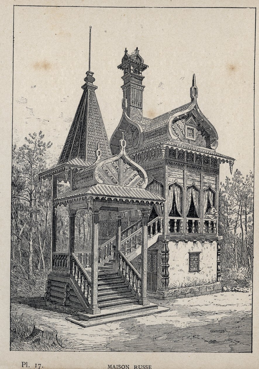 Casa rusa - grabado de 1889 en 