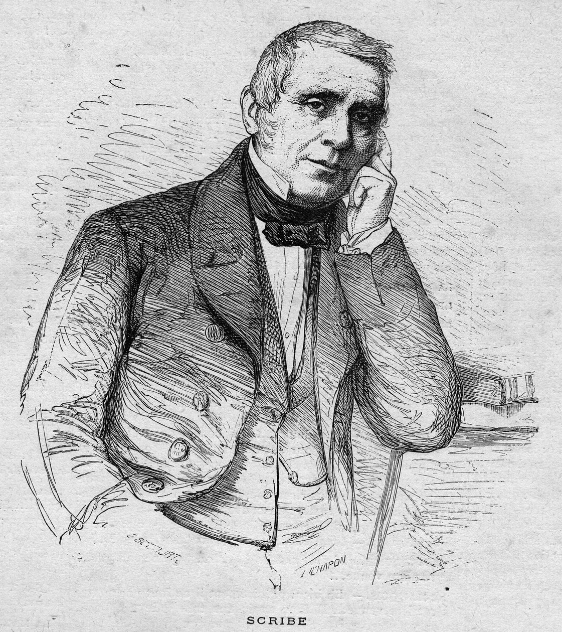 Retrato de Eugène Scribe. Autor dramático francés (1791-1861). Grabado de 1892 de Unknown artist