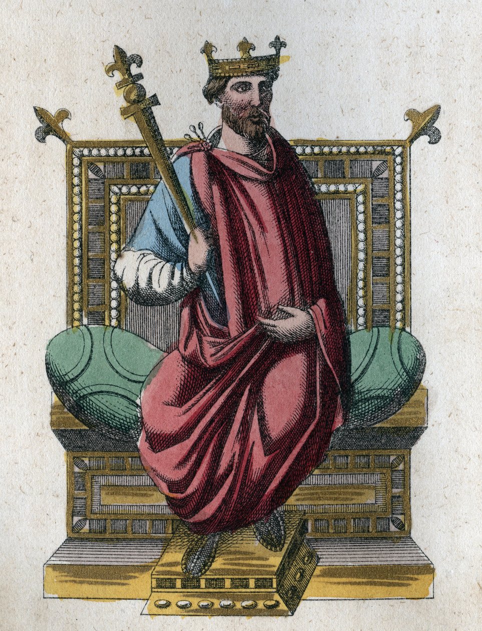 Retrato de Otto I también conocido como Otto el Grande (912-973) Emperador del Sacro Imperio Romano - grabado de “Usi e Costumi di Tutti i Popoli dell