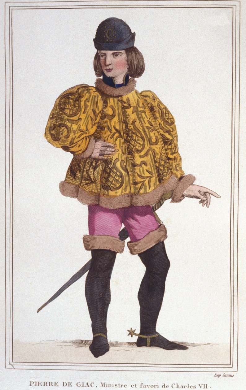 Retrato de Pierre de Giac, favorito de Carlos VII, Ministro y Superintendente de Finanzas. Grabado de 1830 de Unknown artist
