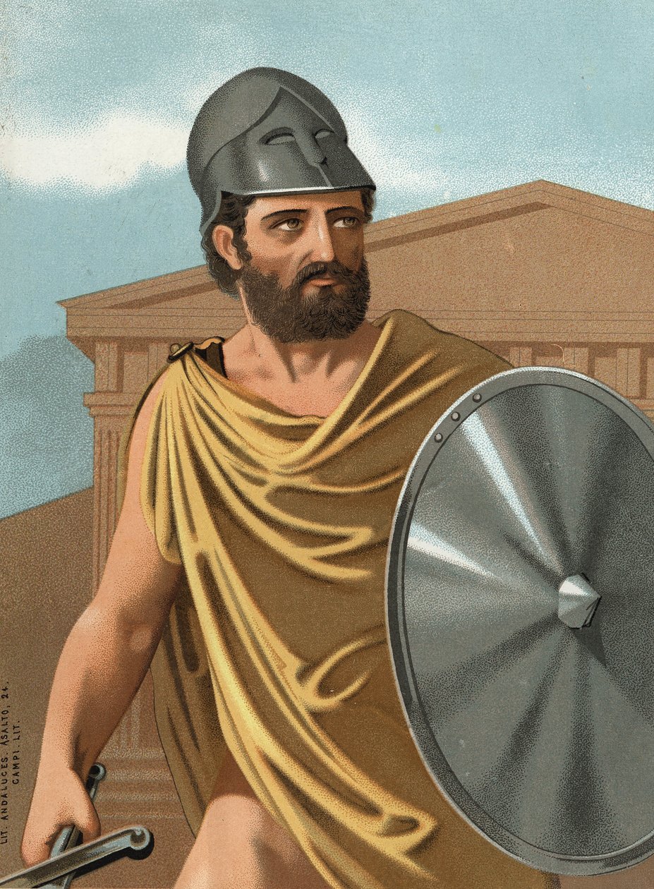 Retrato de Temístocles. En griego Themistoklês, estadista y general ateniense (v. 525 a.C. a v. 460 a.C.) después de Hombres y Mujeres Célebres. Barcelona 1877 de Unknown artist