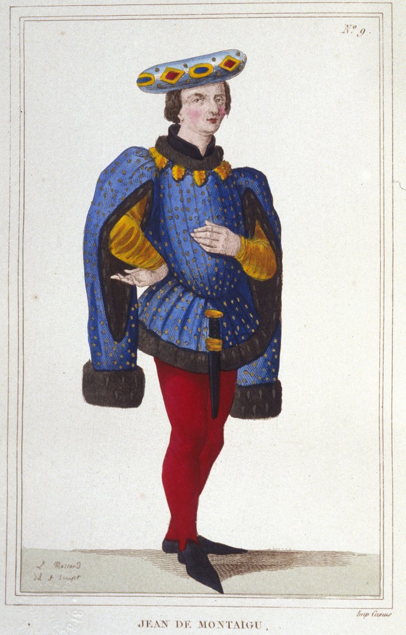 Retrato de Jean de Montaigu. Estadista francés (1349-1409). Superintendente de Finanzas en 1388. Grabado de 1830 de Unknown artist