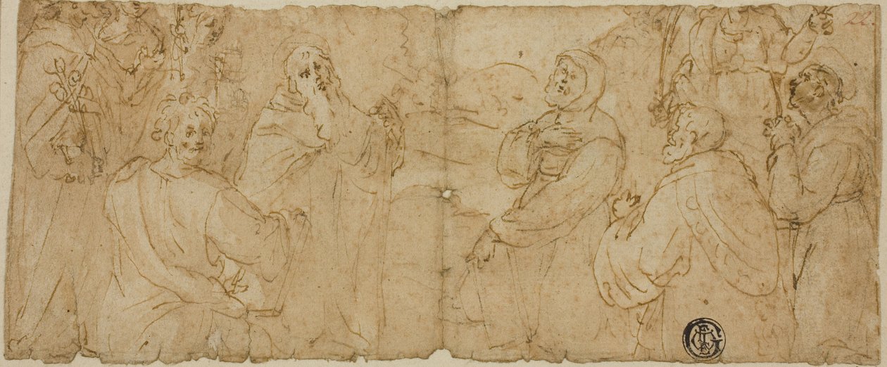 Santos franciscanos en adoración de Unknown Florentine