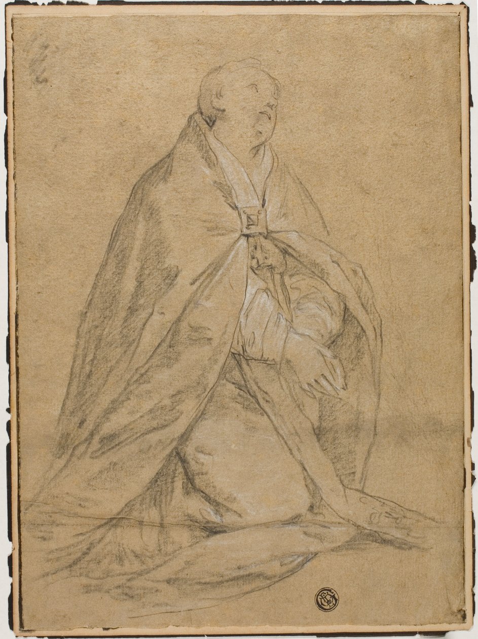 Santo eclesiástico arrodillado de Unknown Florentine